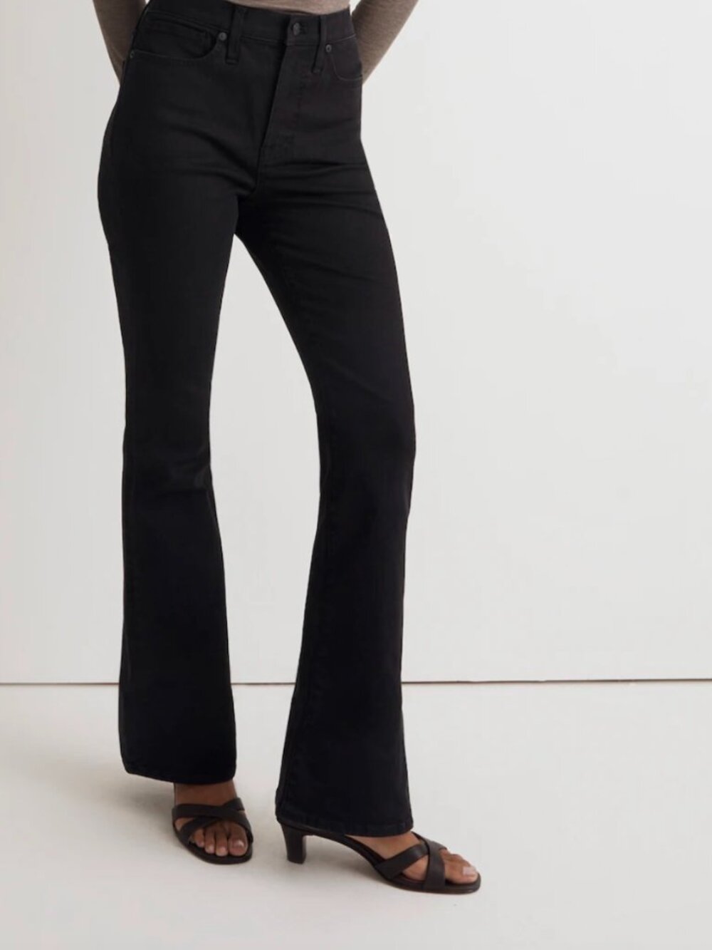 Madewell Skinny Flare Jeans Size 24 Washed Black High Rise Raw Hem